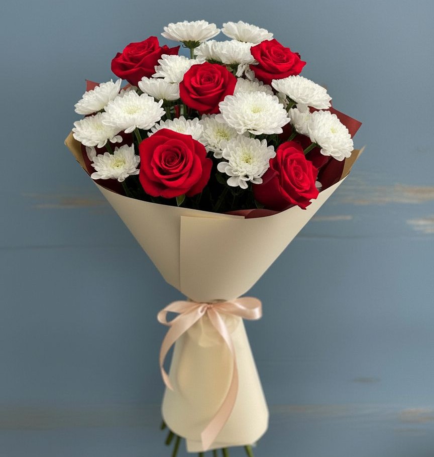 Букет цветов из: Розы и Хризантемы в Тевризе