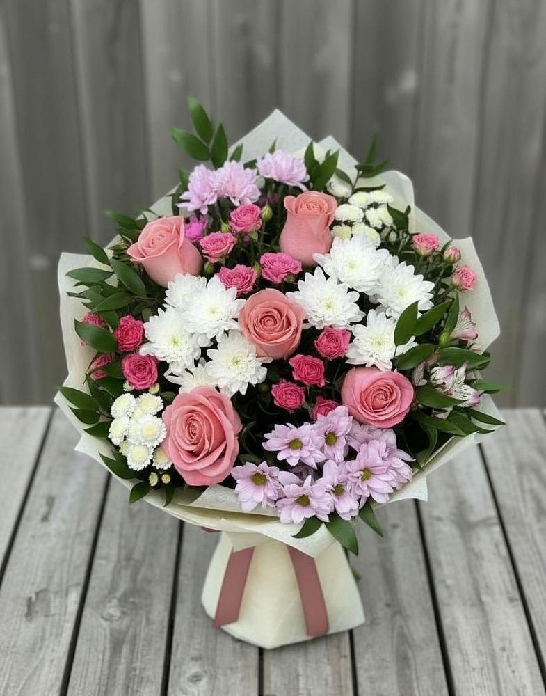 Букет цветов из: Альстромерии, Гвоздики, Розы и Хризантемы в Тевризе