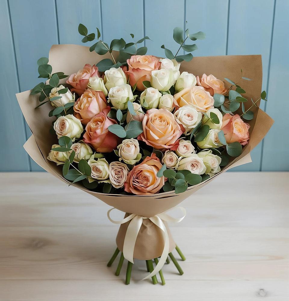 Букет цветов из: Альстромерии и Розы в Тевризе