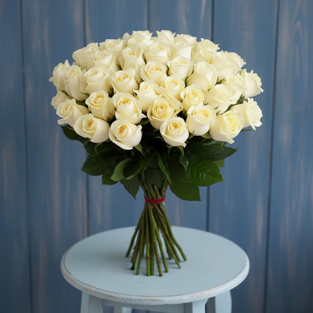 Букет 51 Белая роза Эдлесс Лав в Тевризе