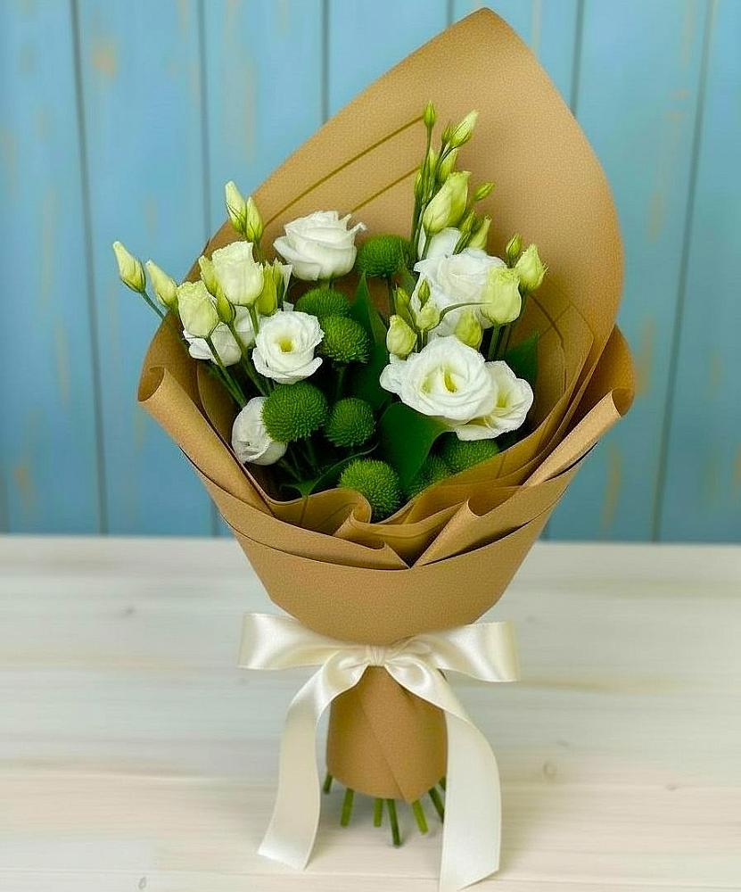 Букет цветов из: Хризантемы и Лизиантусы в Тевризе