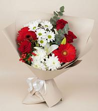 Букет цветов из:  Розы, Хризантемы, Герберы и Лилии в Тевризе