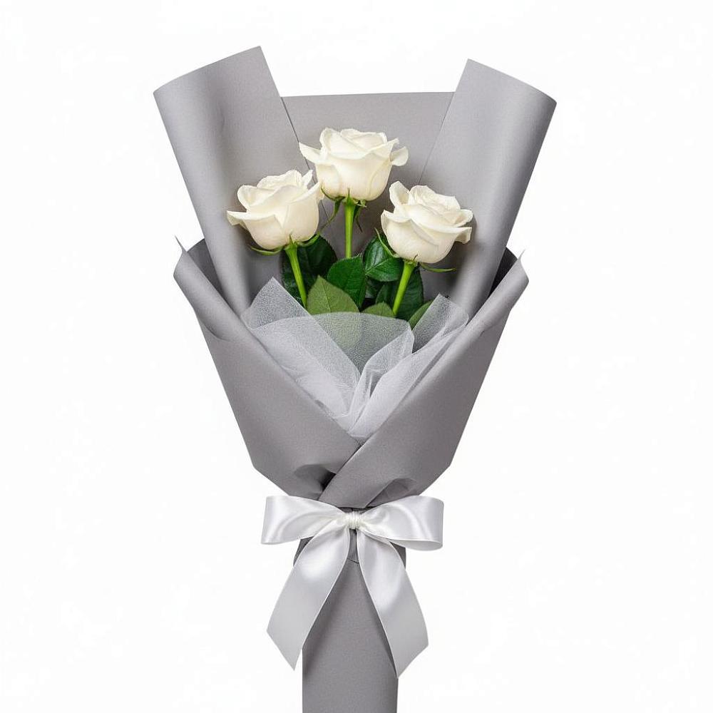 Букет 3 белые розы в Тевризе