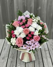 Букет цветов из:  Альстромерии, Гвоздики, Розы и Хризантемы в Тевризе