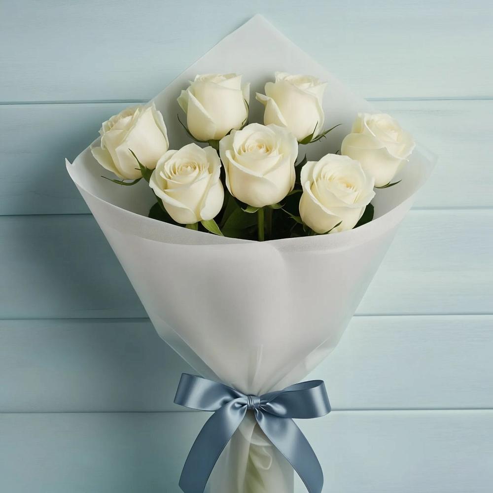 Букет 7 Белых роз Эдлесс Лав в Тевризе