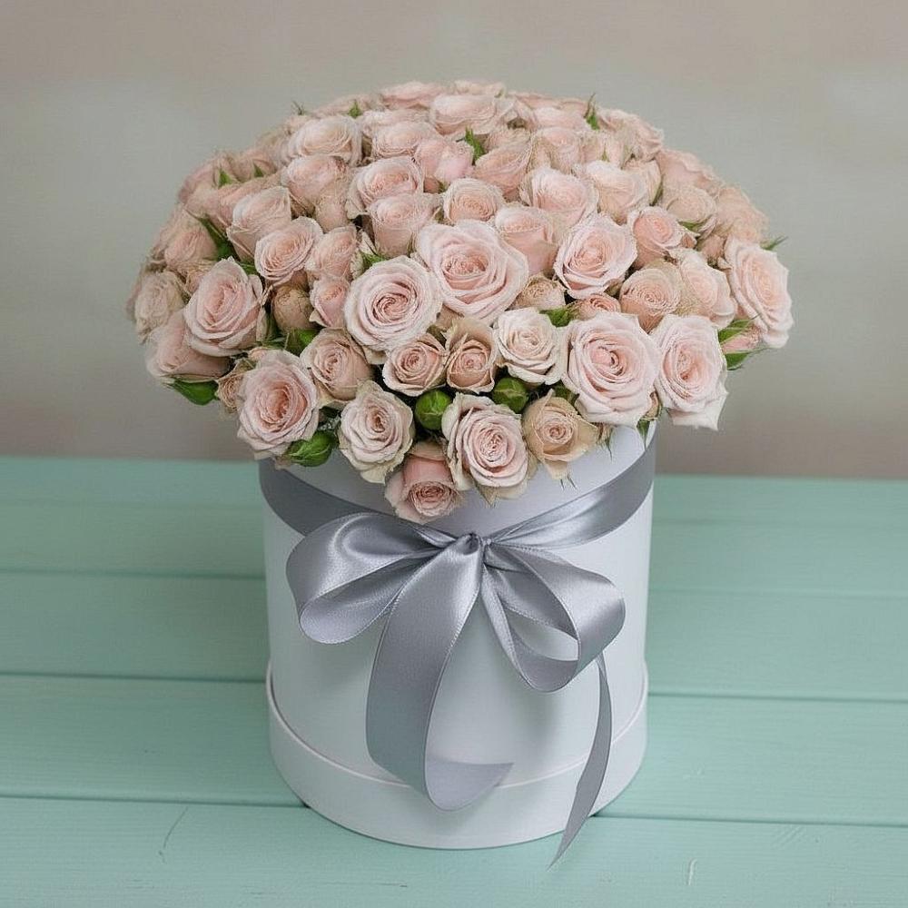 Цветочная композиция из Розы в шляпной коробке в Тевризе