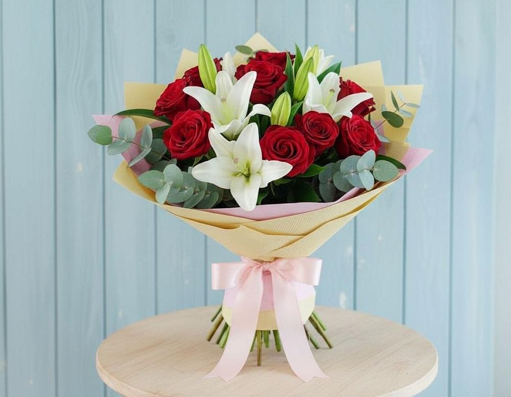 Букет цветов из: Лилии и Розы в Тевризе